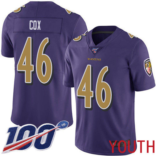 Baltimore Ravens Limited Purple Youth Morgan Cox Jersey NFL Football #46 100th Season Rush Vapor Untouchable->baltimore ravens->NFL Jersey